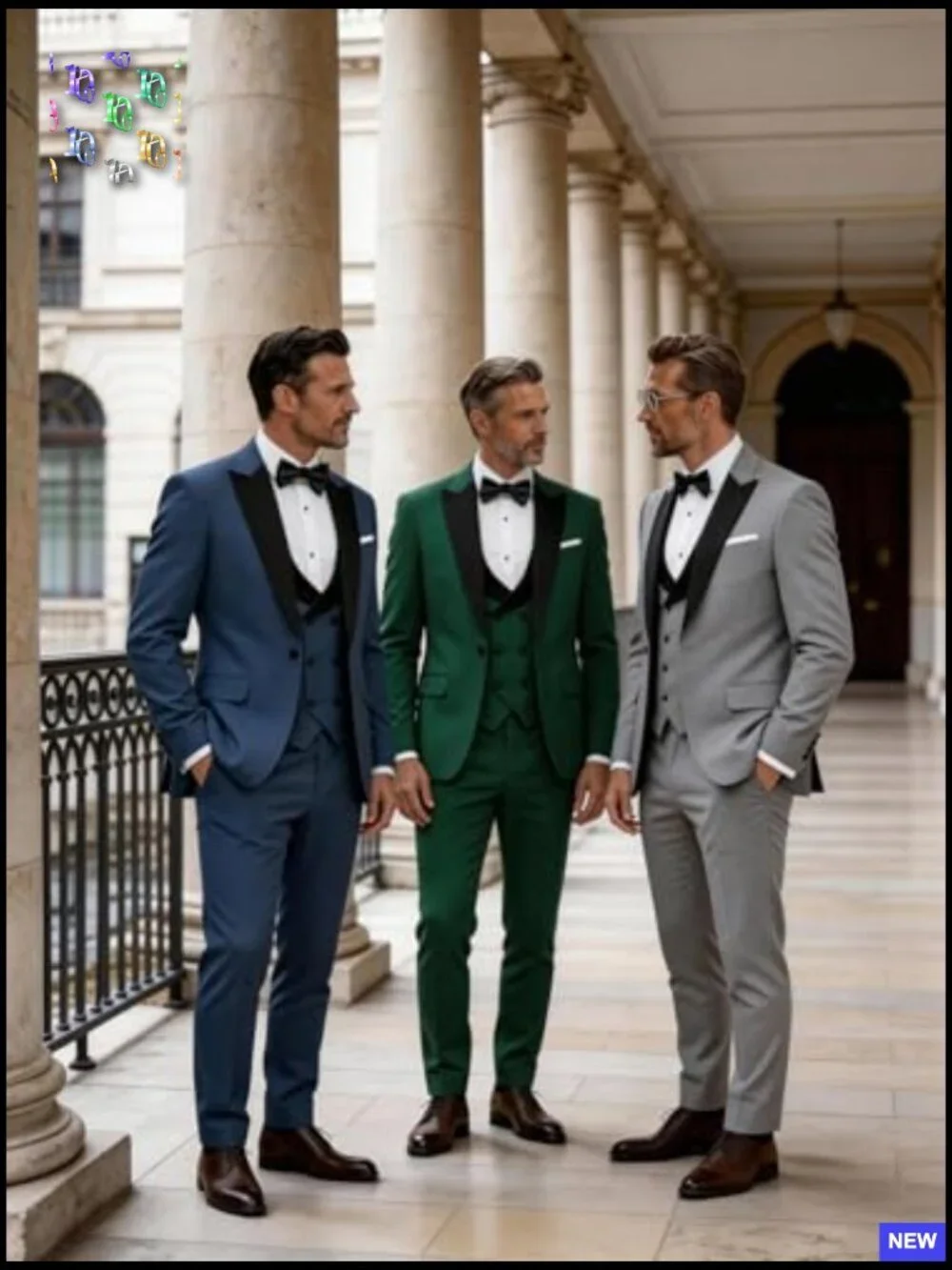 Slim Fit Tuxedo Suit 3 Piece Polyester Blend Formal Wedding Prom Classic